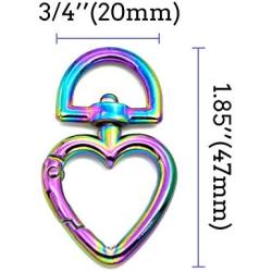 MELORDY Rainbow Heart Metal Buckles for Bag Handbag Strap Clasp Keyring Dog Chain Swivel Trigger Clips Snap Hook DIY Leather Craft (6PCS)