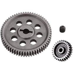 kingsea 11184 Steel Metal Spur Differential Main Gear 64T & 29T Motor Pinion Gear RC Replacement Parts for Redcat Volcano EPX HSP 1/10 Monster Truck Brontosaurus 94107