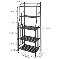 GHQME 5 Tier Metal Standing Shelf Space Saver, Storage Tower Rack for Kitchen Bathroom, Storage Shelving Unit Organizer, Outdoor Flower Stand (Black, 5-Tier)