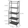 GHQME 5 Tier Metal Standing Shelf Space Saver, Storage Tower Rack for Kitchen Bathroom, Storage Shelving Unit Organizer, Outdoor Flower Stand (Black, 5-Tier)