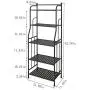 GHQME 5 Tier Metal Standing Shelf Space Saver, Storage Tower Rack for Kitchen Bathroom, Storage Shelving Unit Organizer, Outdoor Flower Stand (Black, 5-Tier)