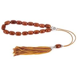 Brown Peridot or Chrysolite Gemstone, Handmade Greek Worry Beads or Komboloi with Alpaca Metal Parts on Pure Silk Cord & Tassel, Length 32cm (12.6)