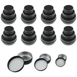 LJY 48 Pieces Black Round Aluminum Cans Screw Lid Metal Tins Jars Empty Slip Slide Containers (Mixed Sizes)