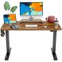 FAMISKY Dual Motor Adjustable Height Electric Standing Desk, 48 x 24 Inches Stand Up Home Office Desk with Splice Tabletop, Black Frame/Walnut Top FAMISKY Dual Motor Adjustable Height Electric Standing Desk, 48 x 24 Inches Stand Up Home Office Desk with Splice Tabletop, Black Frame/Walnut Top