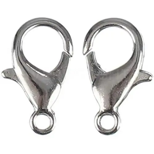 100 Pack - CleverDelights Lobster Clasps - 14x8mm - Platinum Silver Color 100 Pack - CleverDelights Lobster Clasps - 14x8mm - Platinum Silver Color