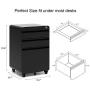 Dprodo 3 Drawers Mobile File Cabinet with Lock, Metal Filing Cabinet for Legal & Letter Size, Locking File Cabinet for Home & Office Full-Extension Drawers, Black