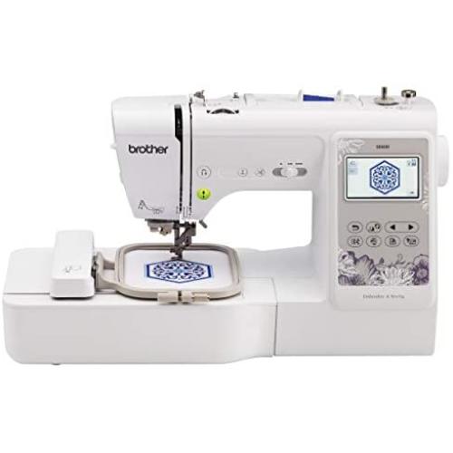 Brother SE600 Sewing and Embroidery Machine, 80 Designs, 103 Built-In Stitches, Computerized, 4'' x 4'' Hoop Area, 3.2'' LCD Touchscreen Display, 7 Included Feet