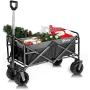 Sekey Updated Version Folding Wagon Cart Collapsible Outdoor Utility Wagon Garden Shopping Cart Beach Wagon with All-Terrain Wheels, 176 Pound Capacity, Black with Gray