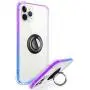 ANSIWEE Designed for iPhone 12 Pro 6.1 Inch Case, Metal Ring Stand Work with Magnetic Car Phone Mount Case Drop Protection Colorful Bumper and Clear Hard Back Cases for iPhone 12 5G (Purple Blue)