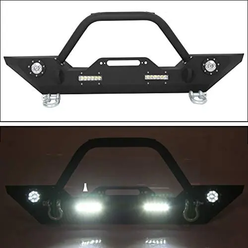 Front Bumper W/Winch Plate & LED Lights D-rings for 2007-2018 Jeep Wrangler JK Front Bumper Front Bumper W/Winch Plate & LED Lights D-rings for 2007-2018 Jeep Wrangler JK Front Bumper
