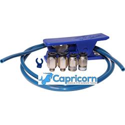 Authentic Capricorn PTFE Bowden Tubing (1 Meter) XS Series for 1.75mm Filament with PTFE Teflon Tube Cutter and Upgraded PC4-M6 and PC4-M10 Pneumatic Fittings with Metal Teeth and 2 Blue Collet Clips