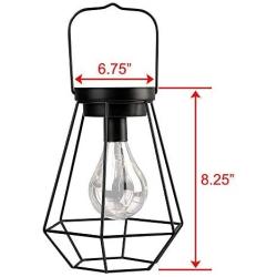 JHY DESIGN Diamond Metal Cage Table Lamp Battery Powered,Cordless Lamp with LED Edsion Style Bulb for Weddings,Parties,Patio,Events for Indoors/Outdoors and More (Hanging Hook Included)