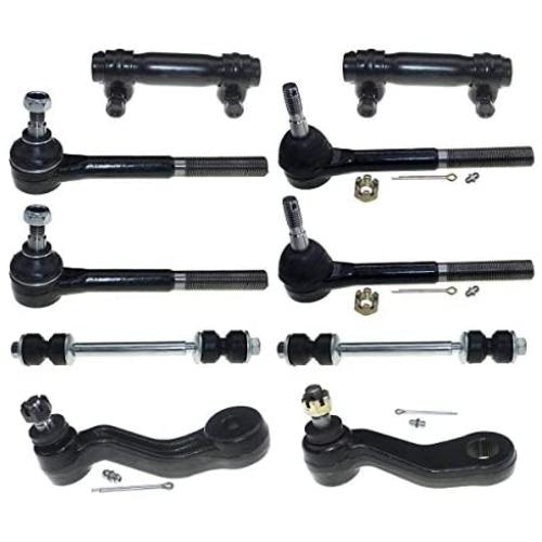 DLZ 10 Pcs Front Suspension Kit-2 Outer 2 Inner Tie Rod End 2 Tie Rod End Adjusting Sleeve 2 Sway Bar Link 1 Pitman Arm 1 Idler Arm Compatible with Tahoe 95-99 Compatible with GMC Yukon 93-99