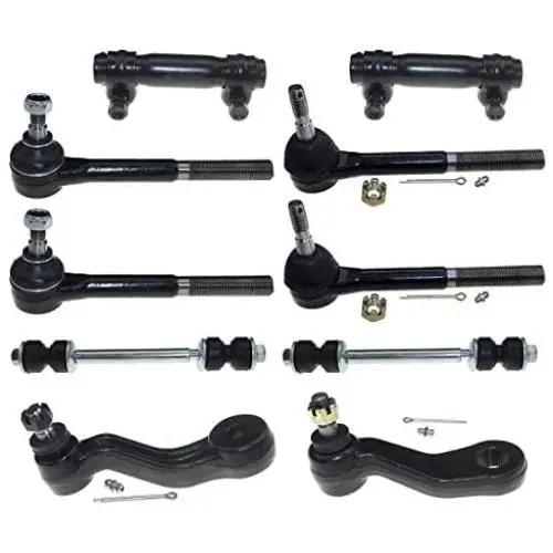 DLZ 10 Pcs Front Suspension Kit-2 Outer 2 Inner Tie Rod End 2 Tie Rod End Adjusting Sleeve 2 Sway Bar Link 1 Pitman Arm 1 Idler Arm Compatible with Tahoe 95-99 Compatible with GMC Yukon 93-99