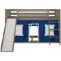 Max & Lily Low Bunk Bed with Slide and Blue Curtains, Twin, Clay Max & Lily Low Bunk Bed with Slide and Blue Curtains, Twin, Clay