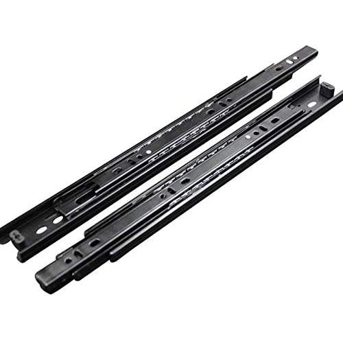 Full Extension Less Noise Ball Bearing Drawer Slides, 12Inches, Nickel Plated-Steel, 1-Pair Black