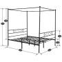 VECELO Metal Canopy Netting Bed Frame, Strong Firm Support & Easy Set up Structure/No Box Spring Needed (Black, Queen)