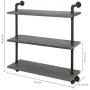 MyGift 32-inch Rustic Gray Wood & Industrial Pipe Wall Mounted 3-Tier Floating Bookshelf Display Shelving Unit