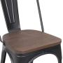 JUMMICO Metal Dining Chair Stackable Industrial Vintage Kitchen Chairs Indoor-Outdoor Bistro Cafe Side Chairs with Back and Wooden Seat Set of 4 (Black)