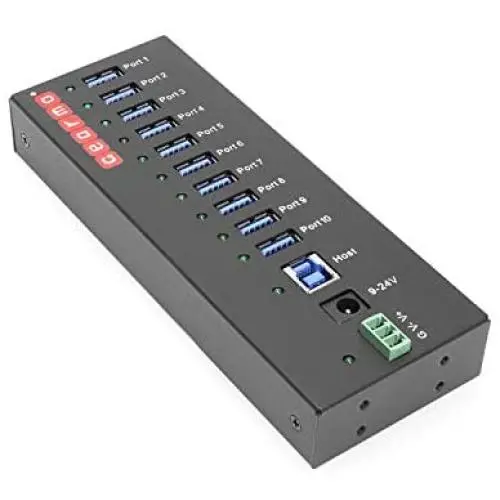 Gearmo USB 3.0 10 Port Industrial Metal Hub w/15KV ESD Protection & Mounting Gearmo USB 3.0 10 Port Industrial Metal Hub w/15KV ESD Protection & Mounting