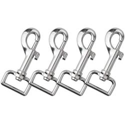 Zelta 4 PCS Swivel Snap Hooks for Dog Leash Keychain, Pet Buckle Clips 3.1 x 1 Inch (Silver)