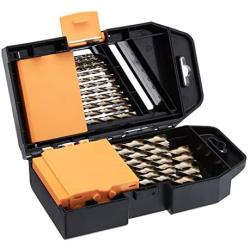 Amazon Basics Titanium Drill Bit Set - 29-Piece, M35 High Speed Steel HSS, for Steel, Alloy and Other Hard Metals