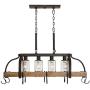 Eldrige Bronze Wood Pot Rack Linear Pendant Chandelier 36 1/2'' Wide Rustic Farmhouse Clear Seeed Glass 4-Light Fixture for Kitchen Island Dining Room - Franklin Iron Works