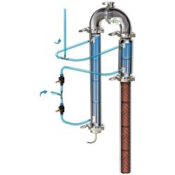 SPEAKEASY Distillers - Reflux Column Still, 7-tube Condenser and Dephlegmator, Dual Purpose Tower - configure as reflux or pot still, 2 inch tri-clamp, Stainless Steel AISI304