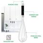 DRAGONN Set of 3 Stainless Steel Silicone handles. Milk & Egg Beater Balloon Metal Blending, Beating and Stirring. Whisk