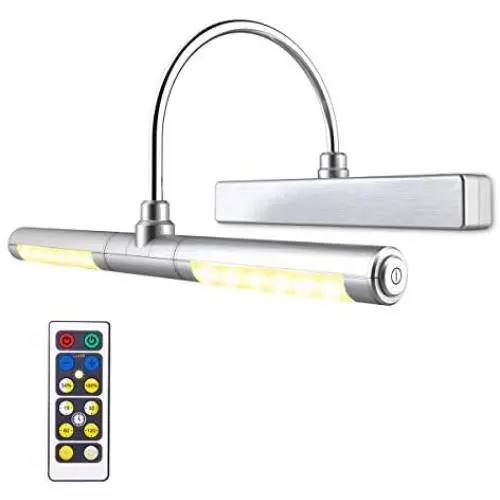 LUXSWAY Picture Light Wireless Battery Operated Heads Rotatable 180 Degree LED Remote Control Dimmable Natural/Warm/Cold Light Time Preset Lighting for Artwork/Pictures/Diplomas-Silver LUXSWAY Picture Light Wireless Battery Operated Heads Rotatable 180 Degree LED Remote Control Dimmable Natural/Warm/Cold Light Time Preset Lighting for Artwork/Pictures/Diplomas-Silver
