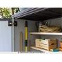 Keter Premier Tall Resin Outdoor Storage Shed with Shelving Brackets for Patio Furniture, Pool Accessories, and Bikes, Grey & Black
