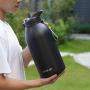 BOTTLED JOY Stainless Steel Water Bottle with Straw Lid, BPA Free 32oz/ Half Gallon/Gallon Large Water Bottle Dual Lid Vacuum Insulated BPA-Free Metal Thermos Mug for Camping Workouts and Outdoor