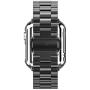HUANLONG Compatible with Apple Watch Band, Solid Stainless Steel Metal Strap Band w/Adapter+Case Cover for Apple Watch iWatch 38mm (H Black 38mm)