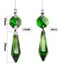 20 Pieces Chandelier Icicle Crystal U-Drop Prisms Lamp Parts Glass Pendants Beads for Wedding, Party or Holiday Decoration, 37mm, Green