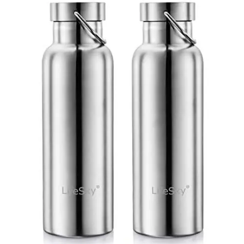 LifeSky Stainless Steel Water Bottle, Double Wall Vacuum Insulated Leak Proof Sports Bottle, Keep Liquid Cold for up to 24 Hours, Wide Mouth LifeSky Stainless Steel Water Bottle, Double Wall Vacuum Insulated Leak Proof Sports Bottle, Keep Liquid Cold for up to 24 Hours, Wide Mouth