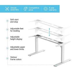 Standing Desk Legs Dual Motor. Adjustable 3 Stages Frame for DIY Stand up Home Office desks suites Tops from 48'' to 73'' FLT-02 White