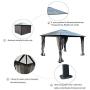 Kozyard 10ftx12ft Polycarbonate Top Aluminum Permanent Gazebo with a Mosquito Net and Privacy Curtain (Edward 10ftx12ft)