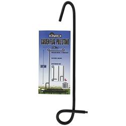 KINREX Garden Flag Pole Holder Stand - Black Metal Iron Wrought Stake Poles for Outdoor Garden Lawn Yard - 3 Piece Set - 35'' Tall x 15.5'' Wide