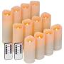 Enido Flameless Candles Led Candle Exquisite Pack of 12 Battery Candles (D2.15 x H456) Waterproof Outdoor Indoor Candles with 10-Key Remotes and Cycling 24 Hours Timer (Plastic)