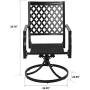 Nuu Garden Outdoor Bistro Swivel Chairs Set of 2, Patio 360-Degree Rotation Metal Dining Chairs with Cushions, Black/Khaki