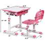 BABY JOY Kids Desk and Chair Set, Height Adjustable Child Desk Set w/Tilt Desktop, Pull Out Drawer Storage, Metal Hook, Multifunctional School Student Study Desk Chair for Boys & Girls (Pink)