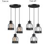 Industrial Pendant Lighting Licperron E26 Base Edison Metal Caged Vintage Hanging Pendant 3-Lights Rustic Pendant Light Fixture for Kitchen Dining Room Bar Hotel