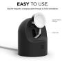 elago W2 Charger Stand Compatible with Apple Watch Series 6/SE/5/4/3/2/1 (44mm, 42mm, 40mm, 38mm), Durable Silicone, Compatible with Nightstand Mode (Black)