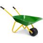 Costzon Kids Metal Wheelbarrow, Yard Rover Steel Tray, Metal Construction Toys Kart, Tote Dirt/Leaves/Tools in Garden for Toddlers, Green