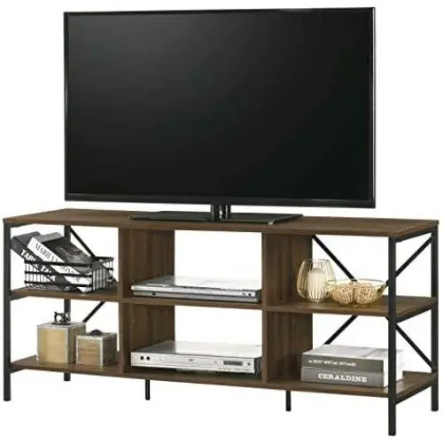 Furnitela Entertainment Center for 55 inch TV, Electronics Friendly TV Stand, Walnut Color Console Table with Storage Furnitela Entertainment Center for 55 inch TV, Electronics Friendly TV Stand, Walnut Color Console Table with Storage