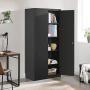 SONGMICS Steel Storage Cabinet, Office Cabinet with Storage Shelves and Double Doors, for Garage and Utility Room, Home Office, Black UOMC015B01