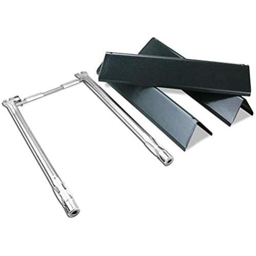 Uniflasy 7635 Flavorizer Bars and 69785 Grill Burner Tubes for Weber Spirit 200 with Front Control, Spirit E210, E220, S210, S220, for Weber 15.3 Inch 7635 Flavor Bars and 69785 Burner Pipe