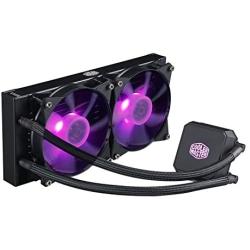 Cooler Master MasterLiquid LC240E RGB Close-Loop AIO CPU Liquid Cooler, 240mm Radiator, Dual Chamber RGB Pump, Dual MF120R RGB Fans, RGB Lighting for AMD Ryzen/Intel LGA1151