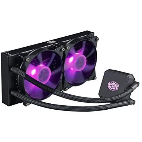 Cooler Master MasterLiquid LC240E RGB Close-Loop AIO CPU Liquid Cooler, 240mm Radiator, Dual Chamber RGB Pump, Dual MF120R RGB Fans, RGB Lighting for AMD Ryzen/Intel LGA1151