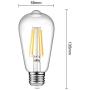Dimmable Ascher Vintage LED Edison Bulbs, 6W, Equivalent 60W, 700lm, Warm White 2700K, ST58 Antique LED Filament Bulbs, E26 Medium Base, Clear Glass, Pack of 6